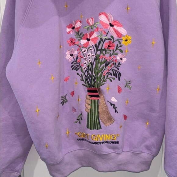 Dandy Purple Floral Embroidered Women's Sweatshirt size small - Picture 2 of 7